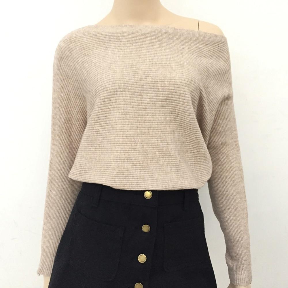 Women's Clothing - Fashion Cotton Sexy Loose One Shoulder Sweater