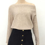 Women's Clothing - Fashion Cotton Sexy Loose One Shoulder Sweater