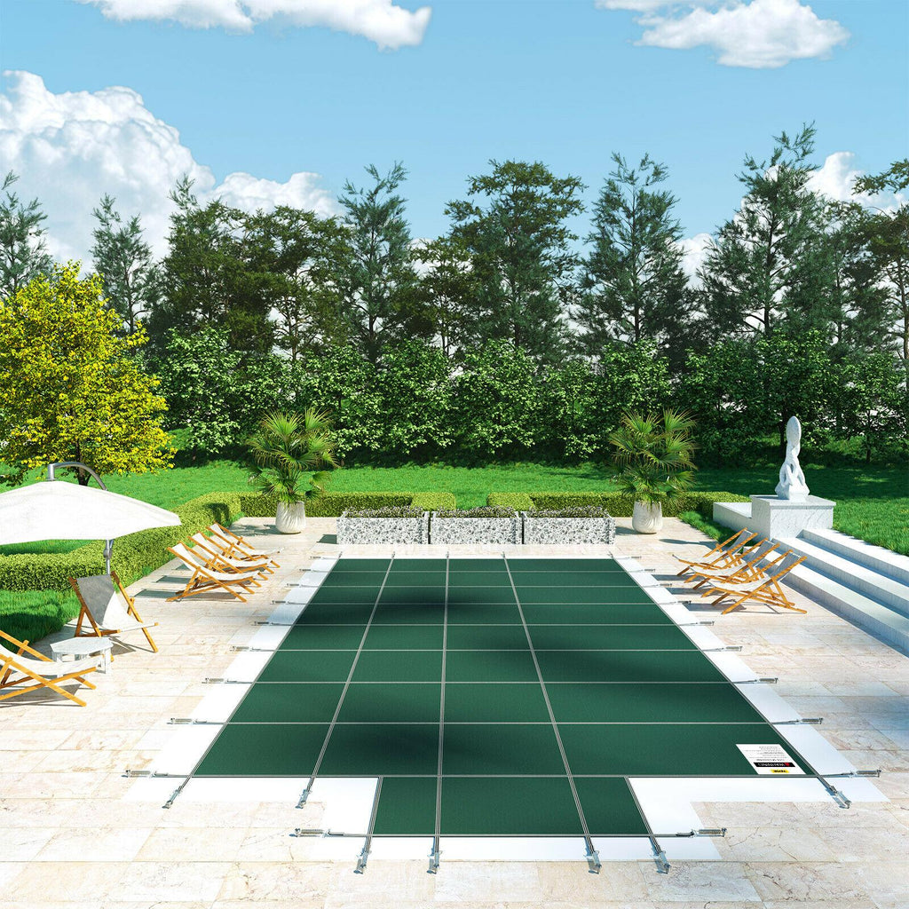 vevor pool safety cover 16x32 ft w/center step rectangular swimming pond winter