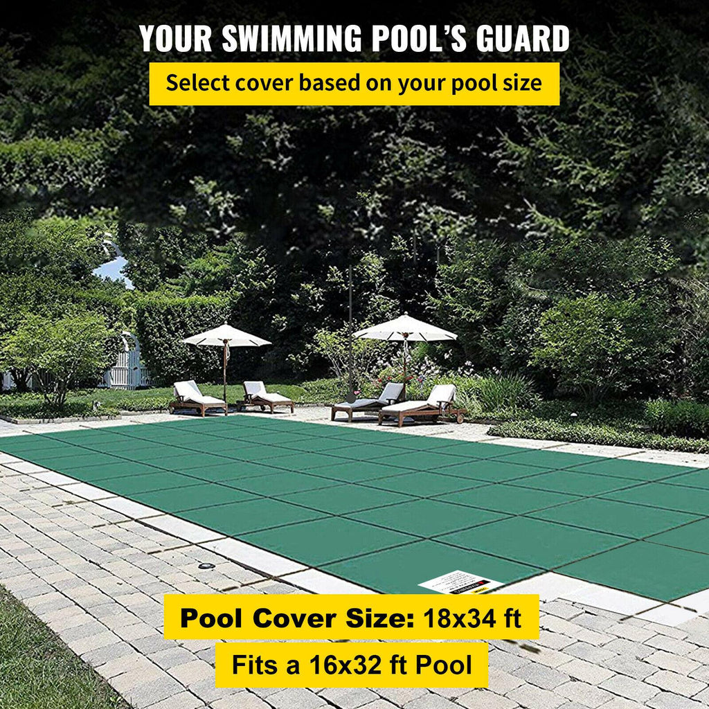 vevor pool safety cover 16x32 ft w/center step rectangular swimming pond winter