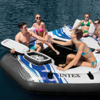 57272EP Adult 5 Seat Inflatable Island Lounge &amp; 43105E 6 Person Pool Raft