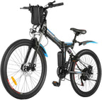 ANCHEER 26'' Folding Electric Bike, Commuting Ebike Electric Mountain Bike with 36V 8Ah Lithium-Ion Battery, Premium Full Suspension and 21 Speed Gears