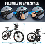 ANCHEER 26'' Folding Electric Bike, Commuting Ebike Electric Mountain Bike with 36V 8Ah Lithium-Ion Battery, Premium Full Suspension and 21 Speed Gears