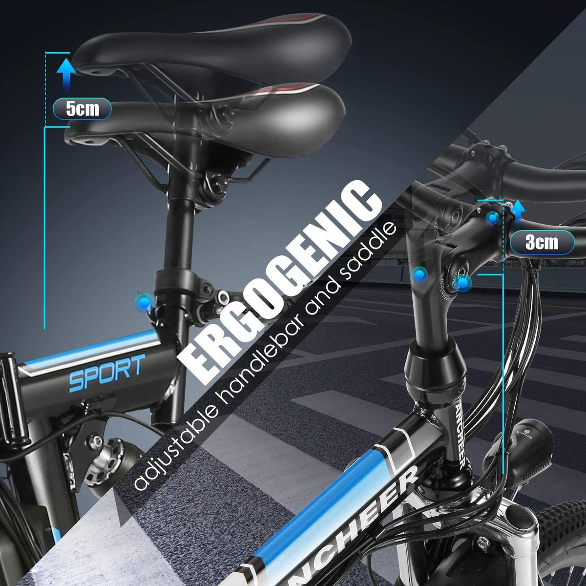 ANCHEER 26'' Folding Electric Bike, Commuting Ebike Electric Mountain Bike with 36V 8Ah Lithium-Ion Battery, Premium Full Suspension and 21 Speed Gears