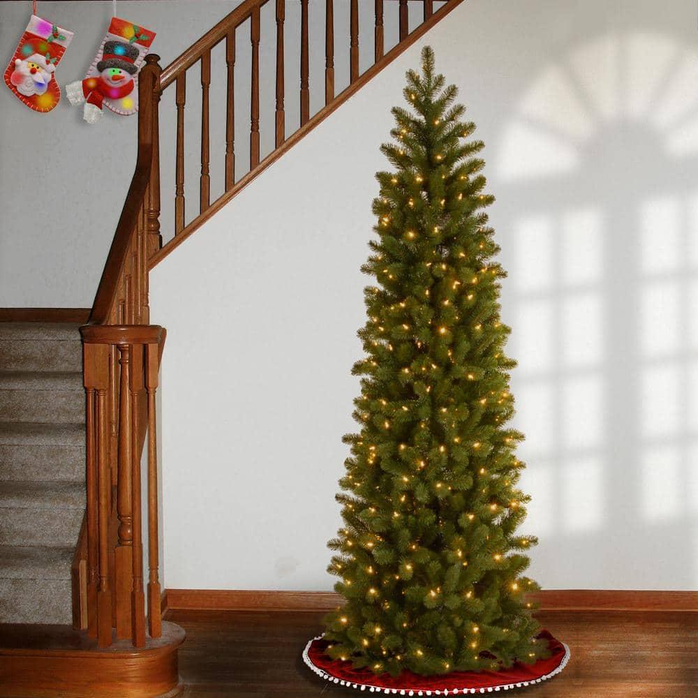 6.5 ft. Downswept Douglas Pencil Slim Fir Artificial Christmas Tree with Dual Color LED Lights