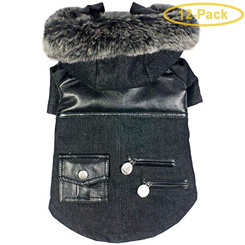 Pet Life Black Denim Choppered Dog Coat Small - (10"-12" Neck to Tail) - Pack of 12