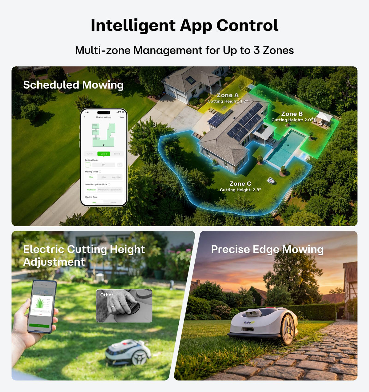 Raccoon 2 SE Robot Lawn Mower, Wire-Robotic Lawn Mower Without RTK for Max. 0.15 Acre Lawn Area, 1.18"–3.15” Cutting Height, with AI Obstacle Avoidance, 5Ah Fast-Charging Battery for Small Lawns