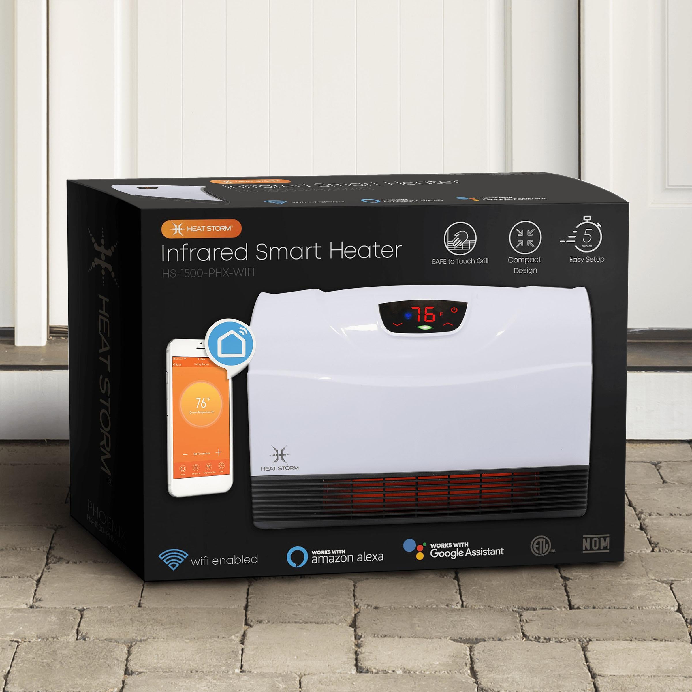 Heat Storm Phoenix 1500W WiFi Infrared Space Heater, Indoor, White, HS-1500-PHX-WIFI