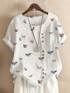Printed Round Neck Short Sleeve Top