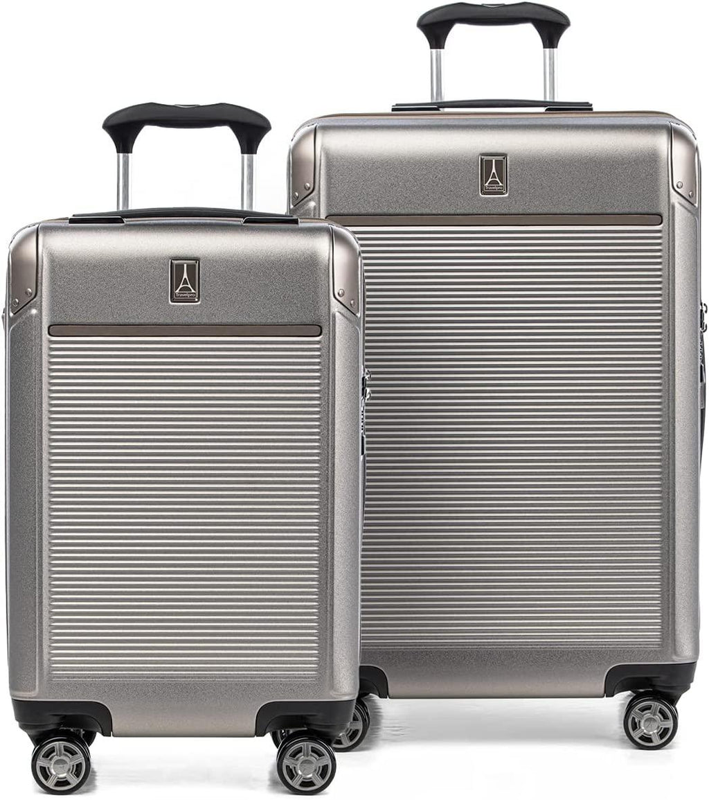 Platinum Elite Hardside Expandable Spinner Wheel Luggage TSA Lock Hard Shell Polycarbonate Suitcase, Metallic Sand, 2-Piece Set (21/25)