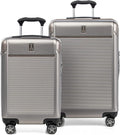 Platinum Elite Hardside Expandable Spinner Wheel Luggage TSA Lock Hard Shell Polycarbonate Suitcase, Metallic Sand, 2-Piece Set (21/25)