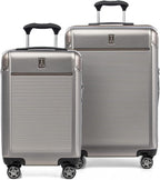 Platinum Elite Hardside Expandable Spinner Wheel Luggage TSA Lock Hard Shell Polycarbonate Suitcase, Metallic Sand, 2-Piece Set (21/25)