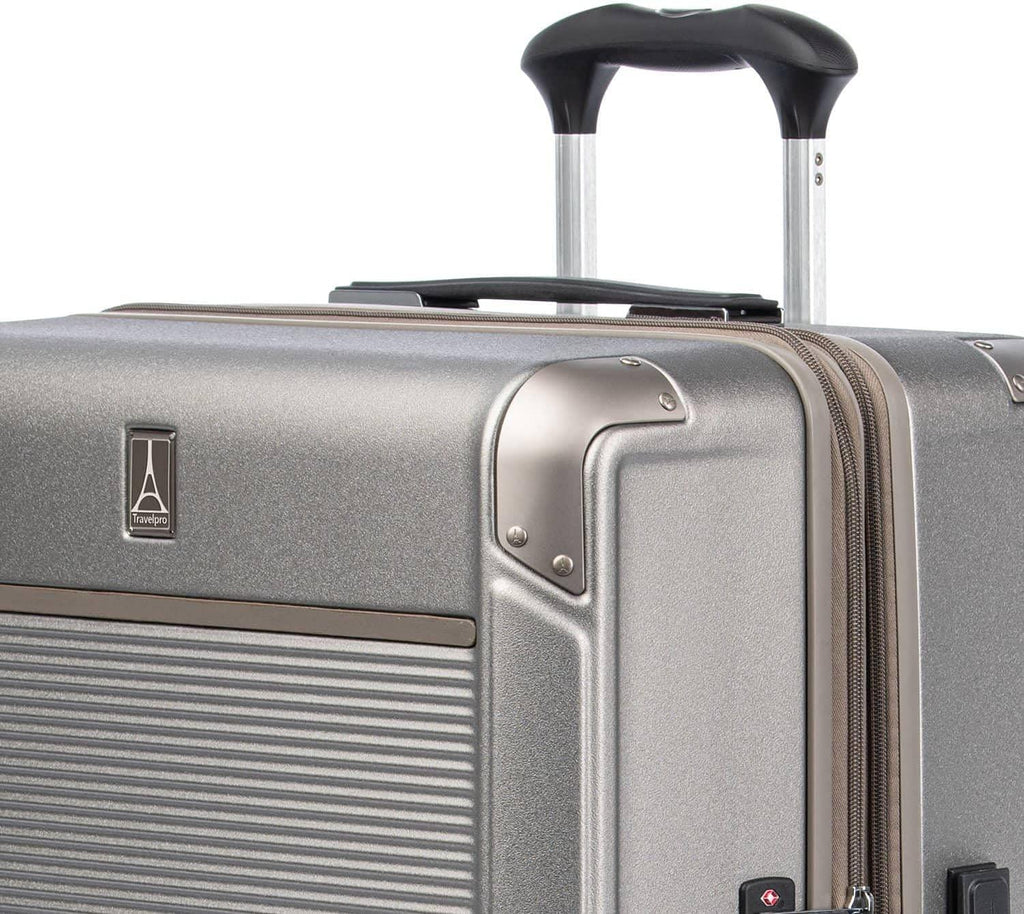 Platinum Elite Hardside Expandable Spinner Wheel Luggage TSA Lock Hard Shell Polycarbonate Suitcase, Metallic Sand, 2-Piece Set (21/25)