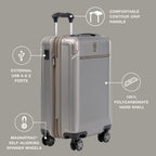 Platinum Elite Hardside Expandable Spinner Wheel Luggage TSA Lock Hard Shell Polycarbonate Suitcase, Metallic Sand, 2-Piece Set (21/25)