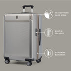 Platinum Elite Hardside Expandable Spinner Wheel Luggage TSA Lock Hard Shell Polycarbonate Suitcase, Metallic Sand, 2-Piece Set (21/25)