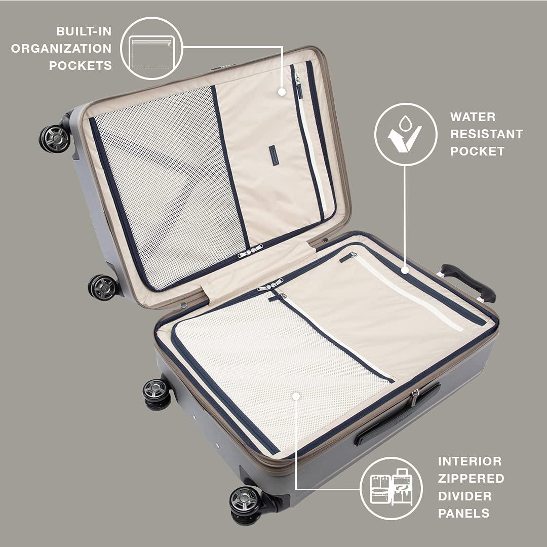 Platinum Elite Hardside Expandable Spinner Wheel Luggage TSA Lock Hard Shell Polycarbonate Suitcase, Metallic Sand, 2-Piece Set (21/25)