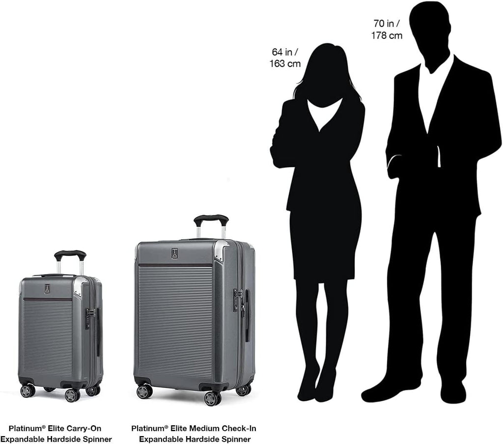 Platinum Elite Hardside Expandable Spinner Wheel Luggage TSA Lock Hard Shell Polycarbonate Suitcase, Metallic Sand, 2-Piece Set (21/25)
