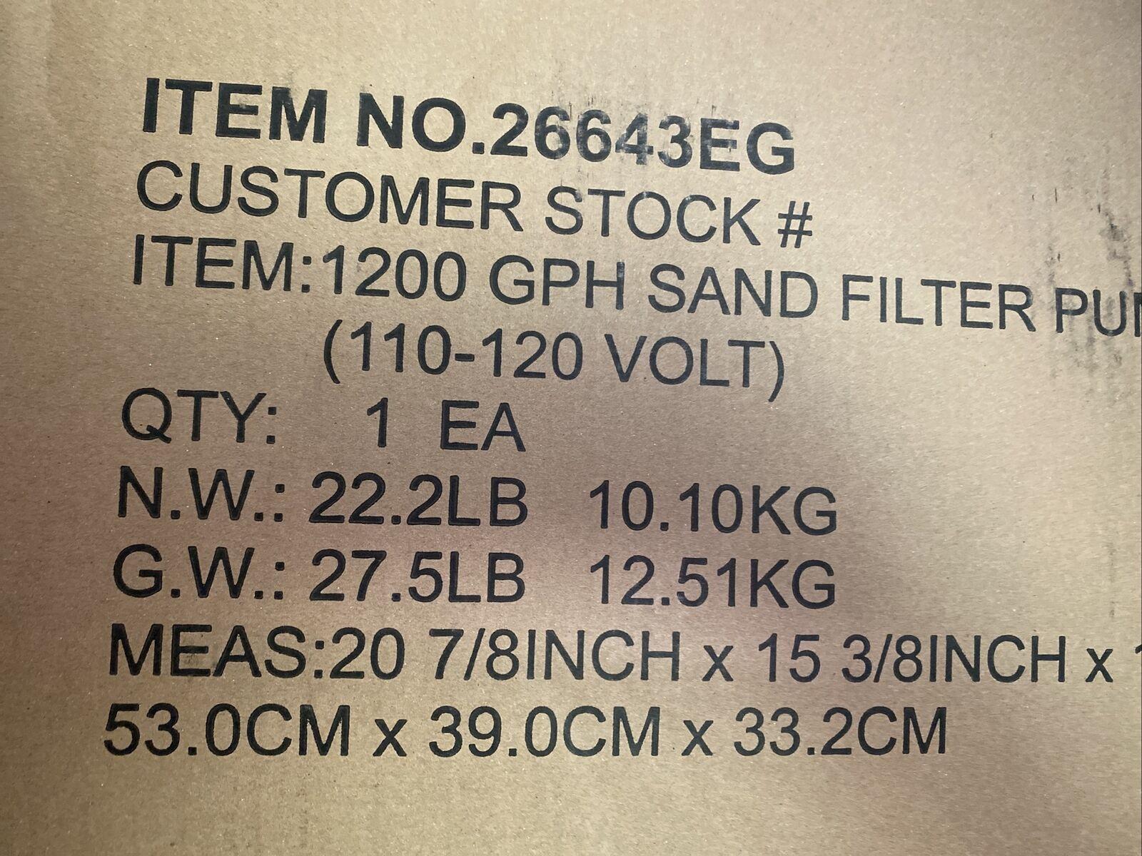 intex 1200 gph krystal clear above ground pool sand filter pump 26643eg*