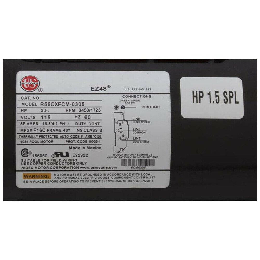 waterway plastics 3420610-15 48-frame motors spa pump 115 volts 1.5 hp 60hz