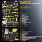 223-Piece Power Drill Tool Set, 12V Cordless Drill Driver Kit with Drawer Toolbox, Socket & Bit Set, Hex Keys, Wrench for Home Renovation, DIY Projects & GaraUse