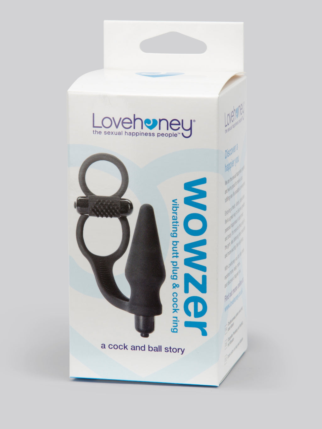 Lovehoney Wowzer 7 Function Double Cock Ring and Vibrating Butt Plug, Black