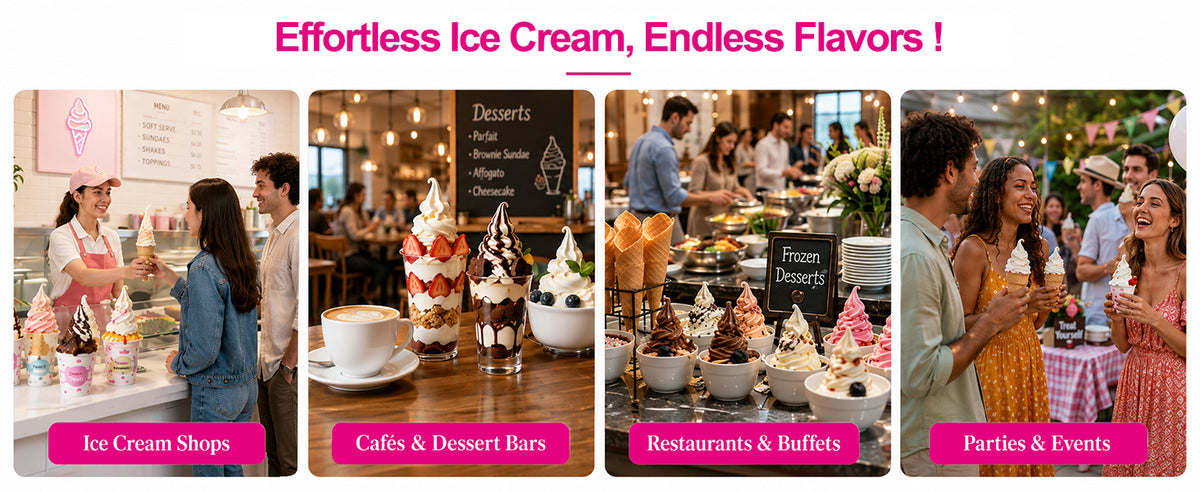 Commercial Ice Cream Machine, 20-28L/H Yield, 2200W 3-Flavor Countertop Soft Serve Ice Cream Maker  Steel, 2 x 6L Hoppers with LED Panel Auto Clean for Restaurants Cafes Snack Bars