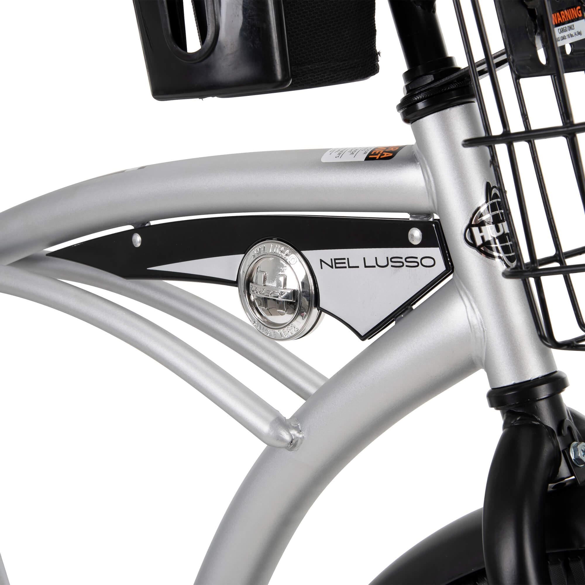 Huffy 26 In. Nel Lusso Men’s Beach Cruiser Bike, Silver