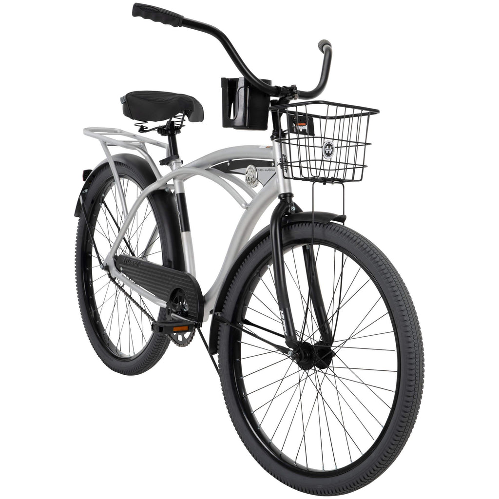 Huffy 26 In. Nel Lusso Men’s Beach Cruiser Bike, Silver