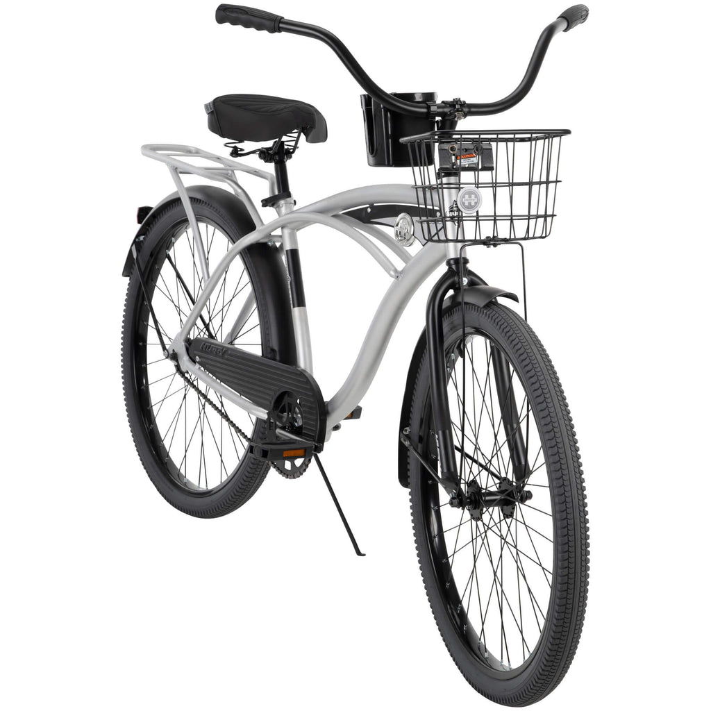 Huffy 26 In. Nel Lusso Men’s Beach Cruiser Bike, Silver