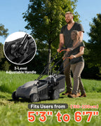 18-inch 40V Brushless Lawn Mower for Garden Yards, Lightweight Cordless Lawn Mower Battery Powered with 6-Position Height Adjustment, 2x5.0Ah Battery Included