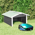 Robotic Lawn Mower GaraOutdoor Portable StoraShed Shelter Solid Firwood, Gray and White 28.3" x 34.3" x 19.7"