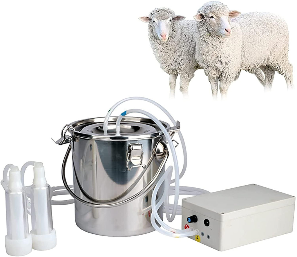 dishengzhen goat milking machine, rechargeable pulsation milker, 5l household electric sheep milking auto-stop device, with stainless steel bucket, farm milking supplies