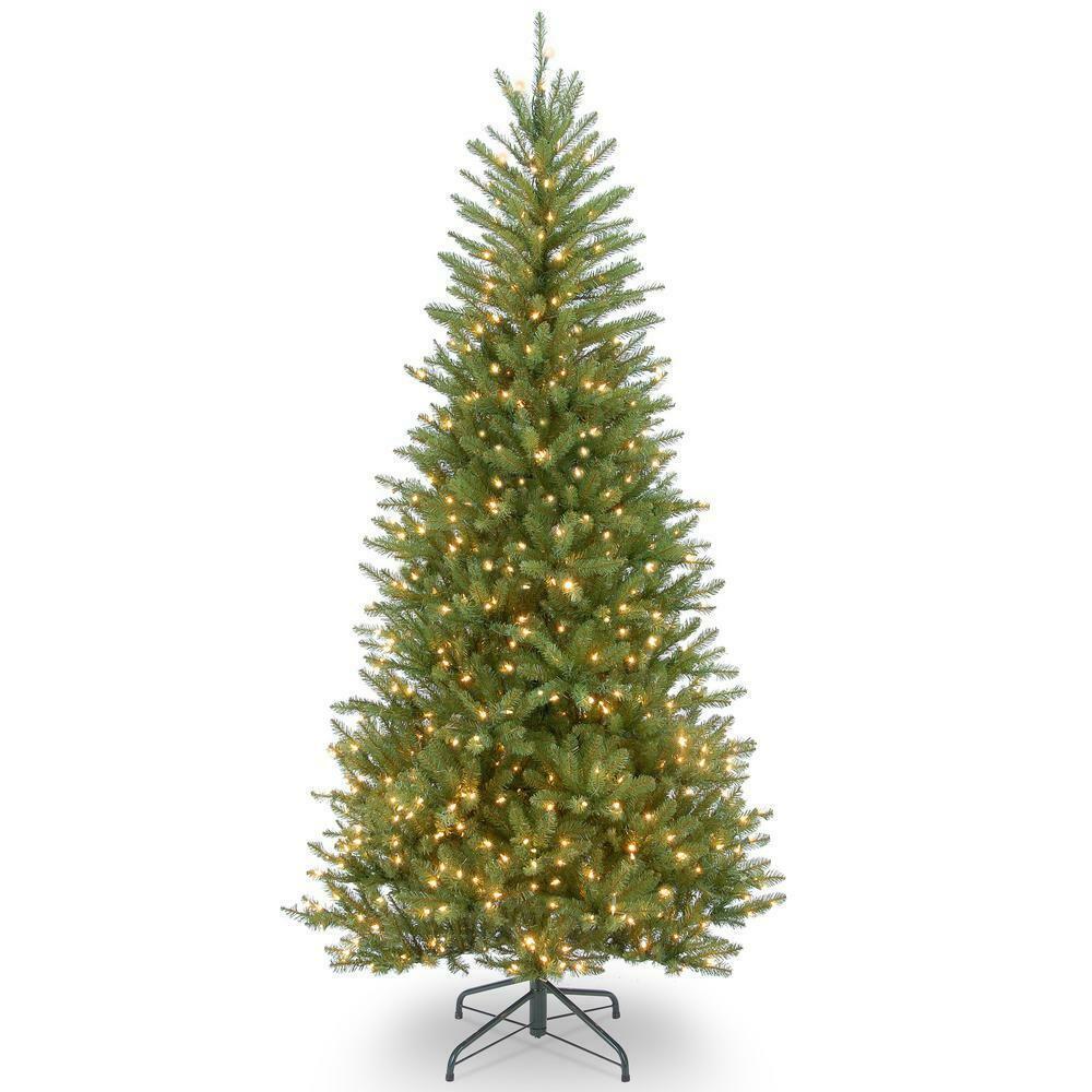 Artificial Christmas Tree 6.5-Ft Dunhill Fir Slim Lighted Traditional Green