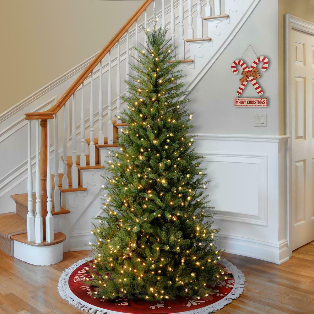 Artificial Christmas Tree 6.5-Ft Dunhill Fir Slim Lighted Traditional Green