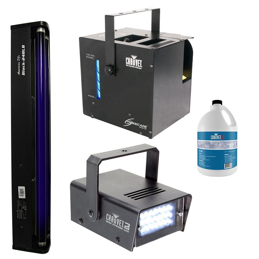 CHAUVET Fog Machine w/ Mini Strobe Light Effect, Black Light &amp; Fog Fluid