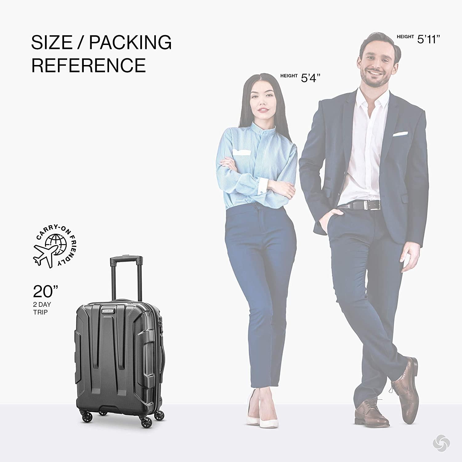 Centric Hardside Expandable Luggage with Spinner Wheels, Black, 3-Piece Set (20/24/28)