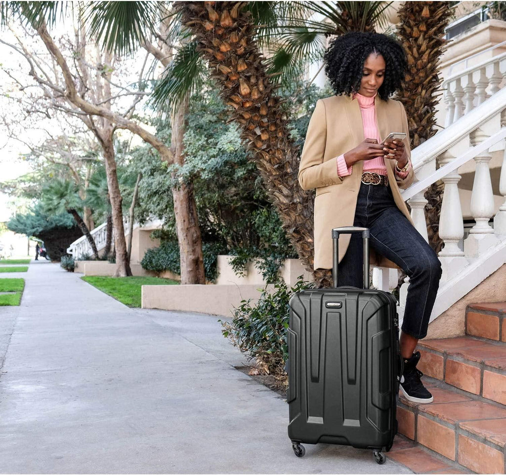 Centric Hardside Expandable Luggage with Spinner Wheels, Black, 3-Piece Set (20/24/28)