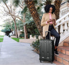 Centric Hardside Expandable Luggage with Spinner Wheels, Black, 3-Piece Set (20/24/28)