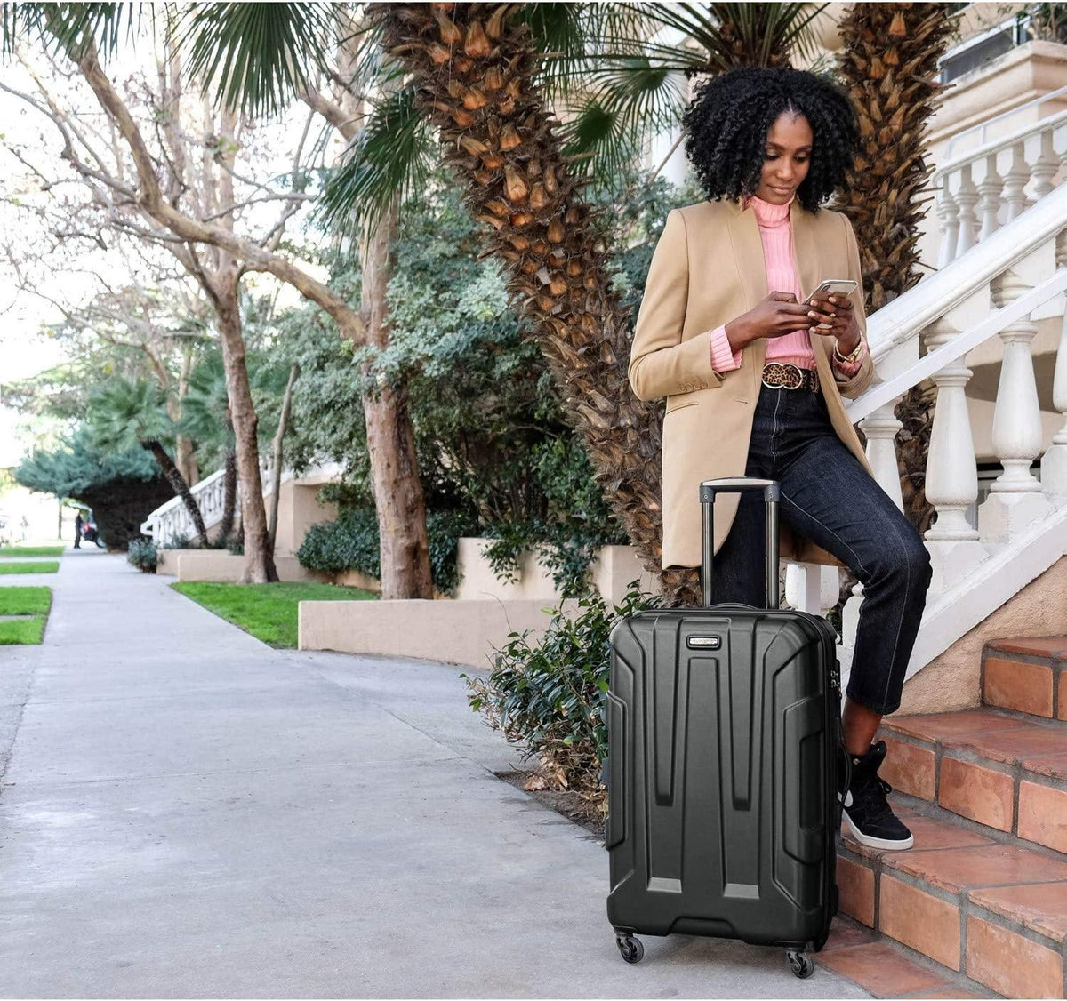 Centric Hardside Expandable Luggage with Spinner Wheels, Black, 3-Piece Set (20/24/28)