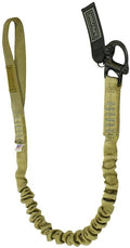 Fusion Tactical 6ft 72"x1" Internal Elastic Bungee Military Police Personal Retention Helo Lanyard with Snap Shackle Hitched Loop 23kN  Brown