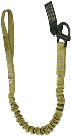 Fusion Tactical 6ft 72"x1" Internal Elastic Bungee Military Police Personal Retention Helo Lanyard with Snap Shackle Hitched Loop 23kN  Brown