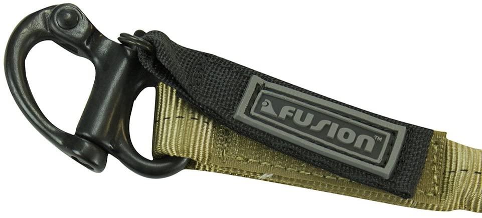 Fusion Tactical 6ft 72"x1" Internal Elastic Bungee Military Police Personal Retention Helo Lanyard with Snap Shackle Hitched Loop 23kN  Brown