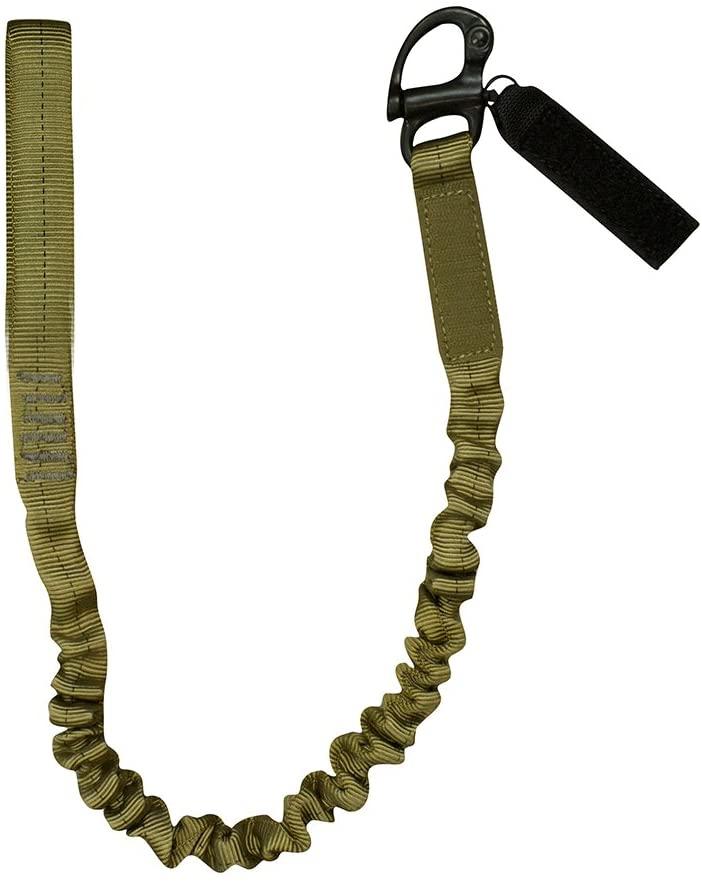 Fusion Tactical 6ft 72"x1" Internal Elastic Bungee Military Police Personal Retention Helo Lanyard with Snap Shackle Hitched Loop 23kN  Brown
