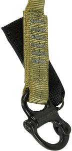 Fusion Tactical 6ft 72"x1" Internal Elastic Bungee Military Police Personal Retention Helo Lanyard with Snap Shackle Hitched Loop 23kN  Brown