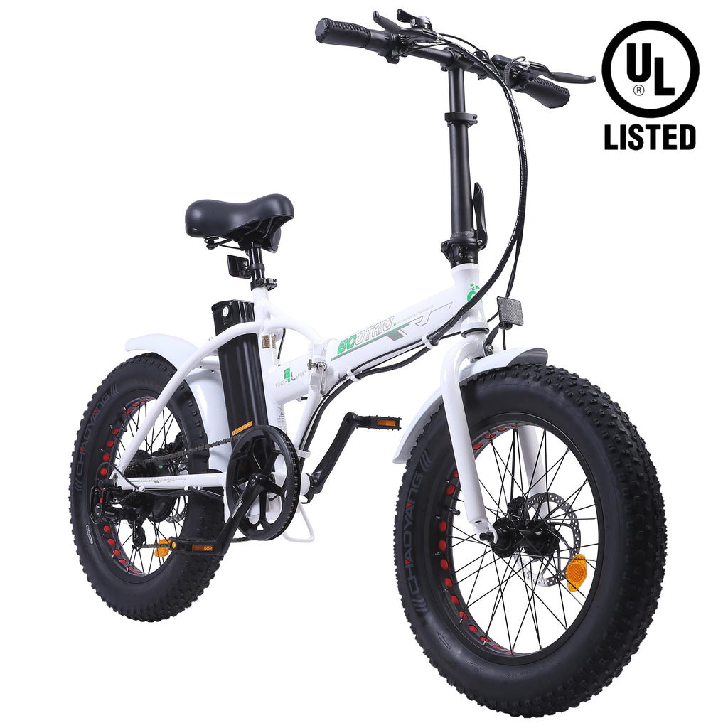 Foldable Commuter E-Ride 20 Inch 500W 36V Electric Bike Adults Bicycle Pedal Assist Fat Tire Women Men Beach City bike White E-Bike