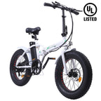 Foldable Commuter E-Ride 20 Inch 500W 36V Electric Bike Adults Bicycle Pedal Assist Fat Tire Women Men Beach City bike White E-Bike
