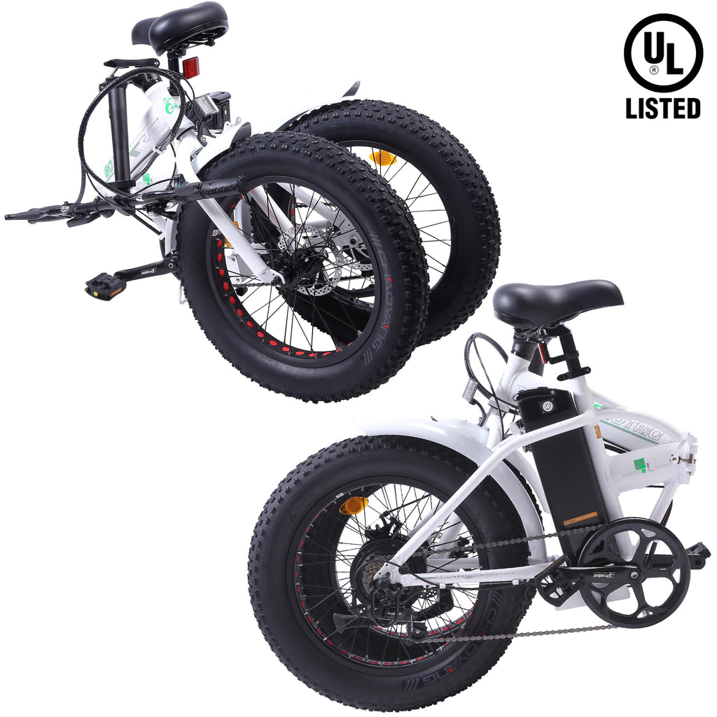 Foldable Commuter E-Ride 20 Inch 500W 36V Electric Bike Adults Bicycle Pedal Assist Fat Tire Women Men Beach City bike White E-Bike