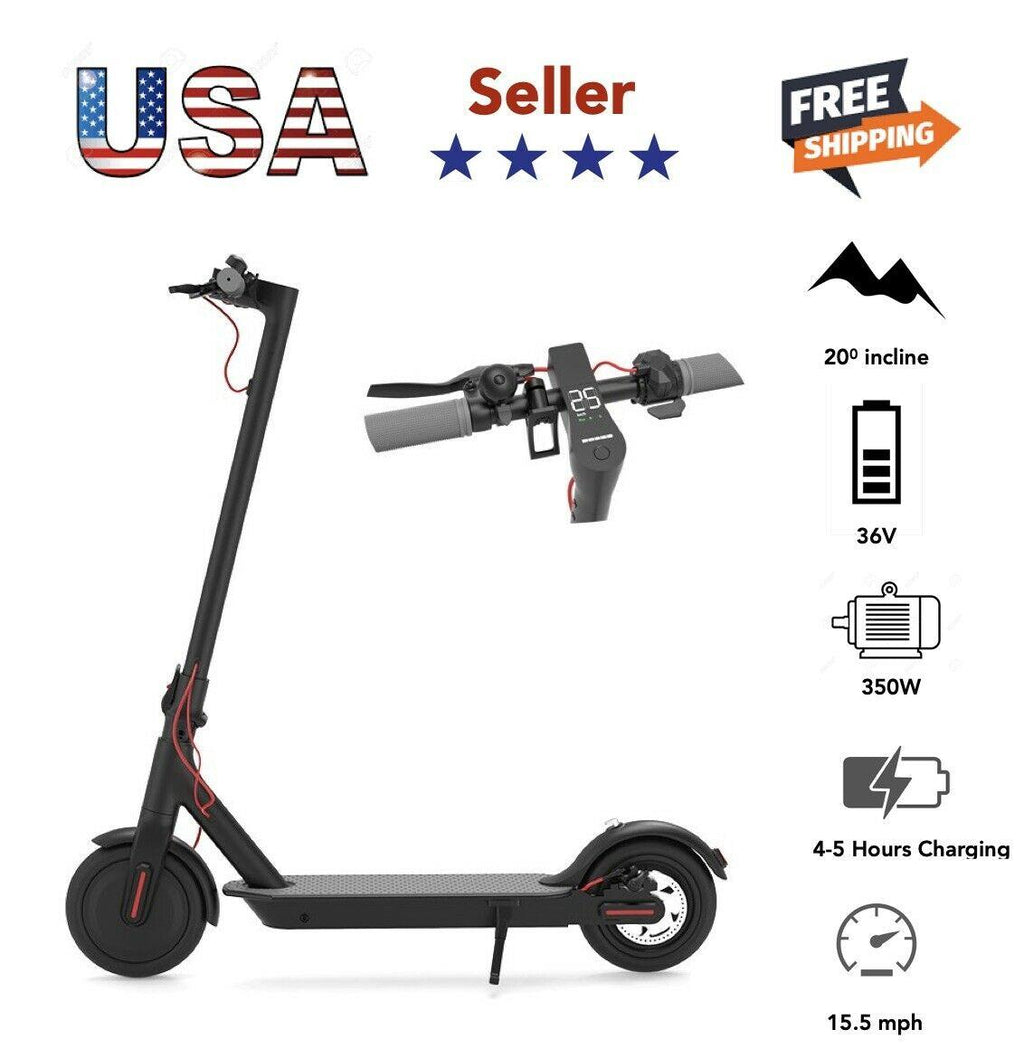 BREEZE Folding Electric Scooter 15 MPH Max Speed with LED Headlights,  One-Step Fold, 8.5 In. Solid Tires, 264 Lbs. Max Weight, 28 Miles Max Distance, Electric Scooter for Commute and Travel, Black