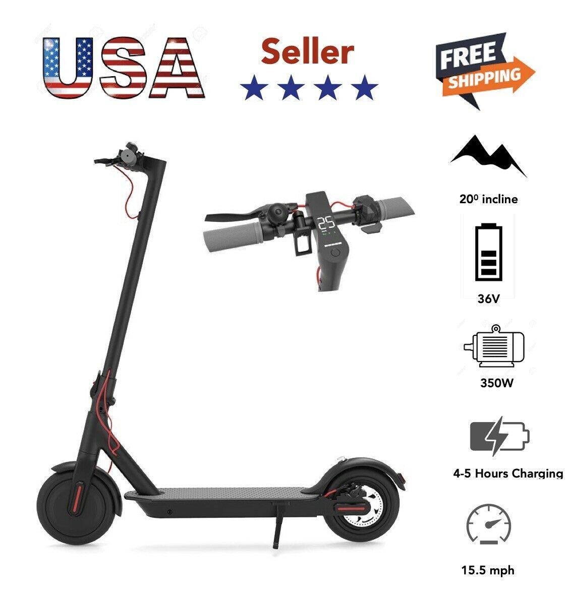 BREEZE Folding Electric Scooter 15 MPH Max Speed with LED Headlights,  One-Step Fold, 8.5 In. Solid Tires, 264 Lbs. Max Weight, 28 Miles Max Distance, Electric Scooter for Commute and Travel, Black