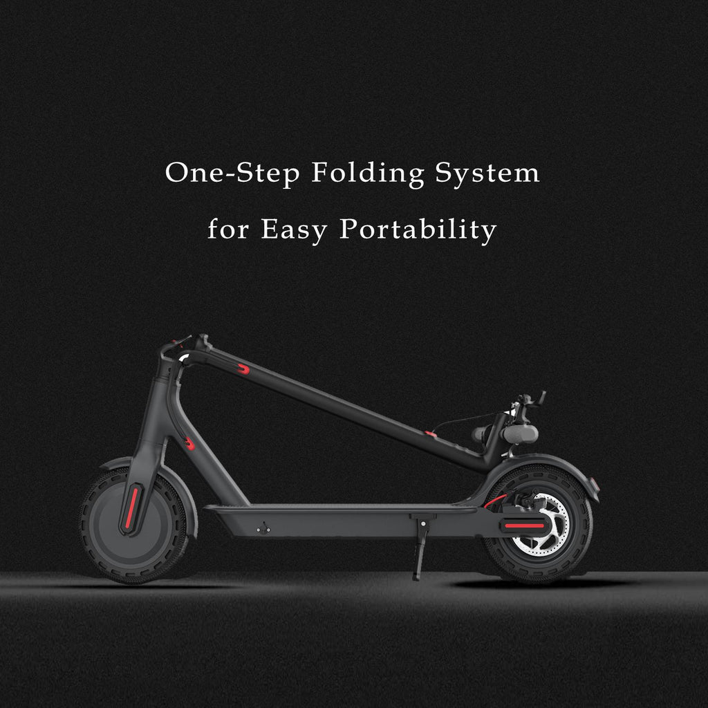 BREEZE Folding Electric Scooter 15 MPH Max Speed with LED Headlights,  One-Step Fold, 8.5 In. Solid Tires, 264 Lbs. Max Weight, 28 Miles Max Distance, Electric Scooter for Commute and Travel, Black